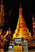 Inle Lake Myanmar. Pindaya, the famous Shwe Oo Min pagoda, a natural cave filled with thousands of gilded Buddha statues. 